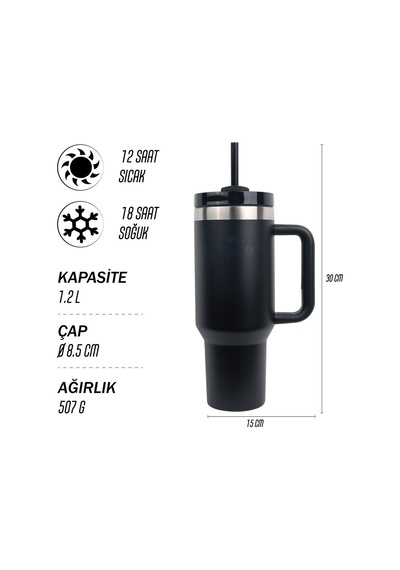 Igloo Stadler Thermo-mug 1.2 Lt Siyah Pipetli Termos