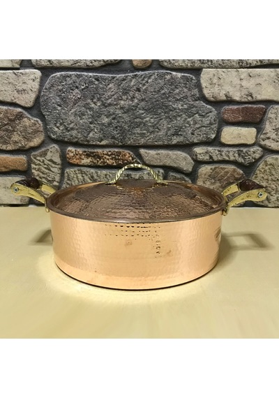 Dövme Bakır Düz Tencere 25 cm