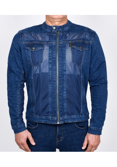 Rider Denim Riderdenim Efil File Kot Yazlık Motosiklet Montu Mavi