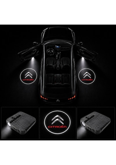 Citroen Kapı Altı Logo Projektör Led Işığı 2'li Set Pilli Kablosuz Kapı Karşılama Lambası