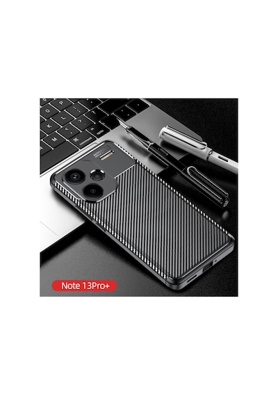 Fibaks Redmi Note 13 Pro Plus Uyumlu Kılıf Kamera Çıkıntılı Karbon Fiber Desenli Renk Atmaz Koruyucu Kapak