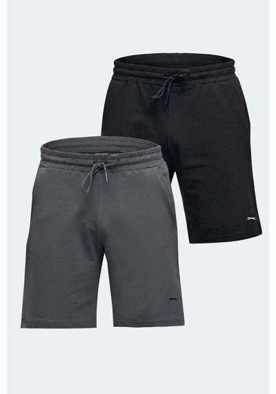 Slazenger Vardah 2 Li Set Erkek Cepli Şort Siyah - Koyu Gri