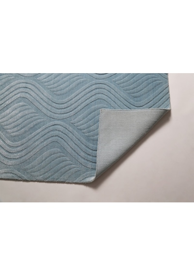 Çam Halı Emboss Jr10 Turkuaz Modern Desen Yeni Zellanda Yünü Ve Viskon El Dokuması Halı Turkuaz