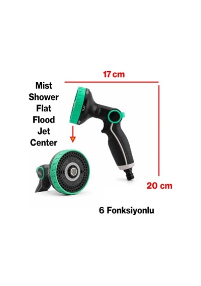 Otomatik 6 Fonksiyonlu Ayarlanabilir Araba Yıkama Bahçe Sulama Temizleme Sprey Tabancası Aksesuarı Sku: Smgstkbec6cd98dc