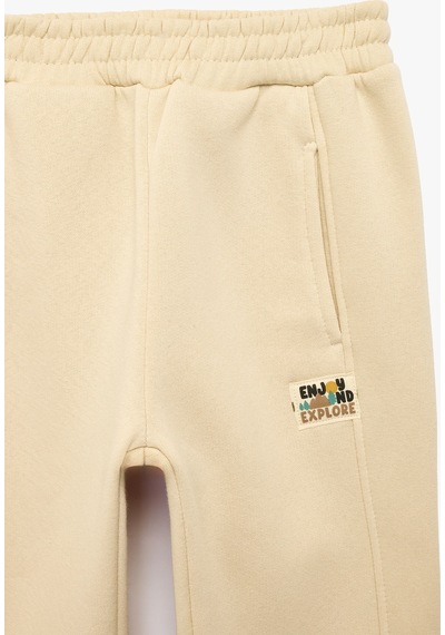 Koton Şardonlu Oversize Balon Form Jogger Eşofman Altı Bej 7wmb40016tk Ekru