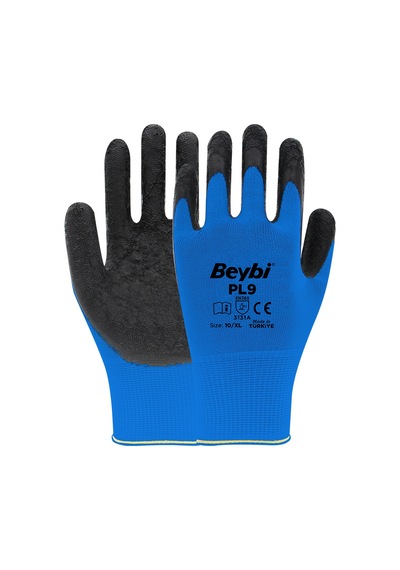 Pl9 Polyester Örme Lateks Eldiven 12 Çift