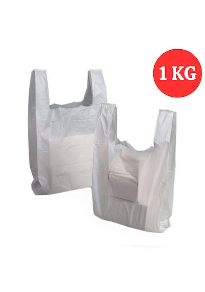 Merpak Ambalaj Kalın Kırık Beyaz Poşet 28x50 Cm Orta Boy 1 Kg Hışır Atlet Poşet Market Manav Poşeti Çöp Poşeti