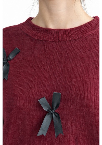 Hiccup Vıorna Bisiklet Yaka Sweatshirt Bordo - Kırmızı