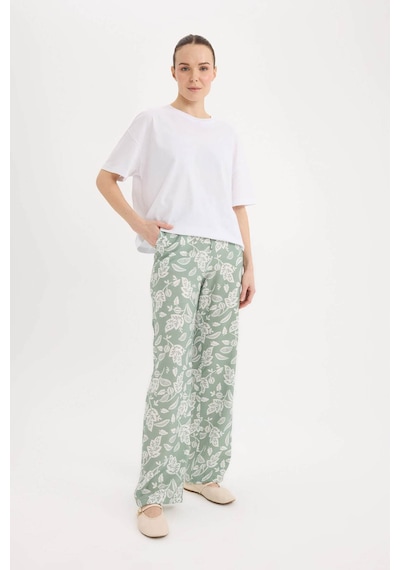 DeFacto Rahat Pantolon Wide Leg Geniş Bol Paça Desenli Yüksek Bel C4042AX25SPKH434