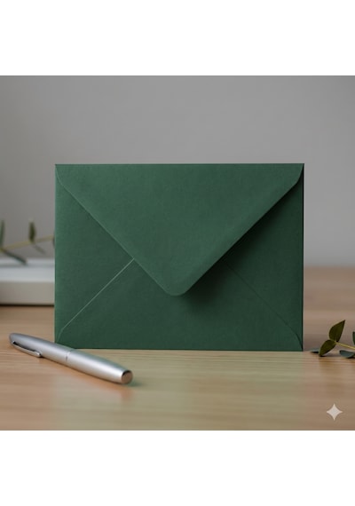 25 Adet 13x18 Cm Premium Kalite Davetiye Zarfı Yeşil