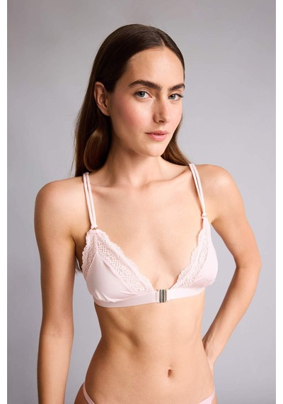 Defacto Dantel Detaylı Saten Kapsız Pedsiz Balensiz Bralet G1139ax26aupn38 Pembe-pn38