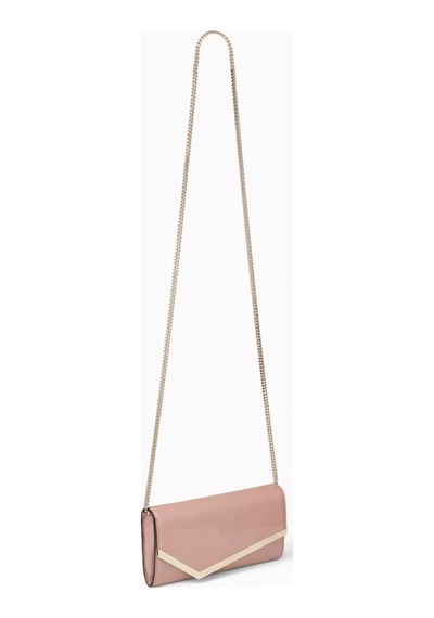 Jimmy Choo Emmie Patent Deri El Çantası, Rugan, Zarif Ve Modern Açık Pembe