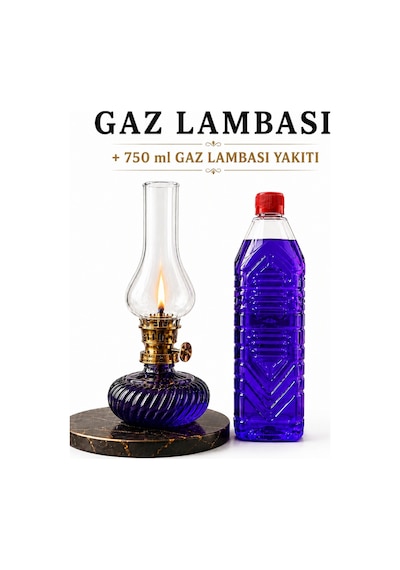 Cam Gaz Lambası 750 Ml Gaz Lambası Yakıtı Hediyeli Nostaljik Aydınlatma Şeffaf