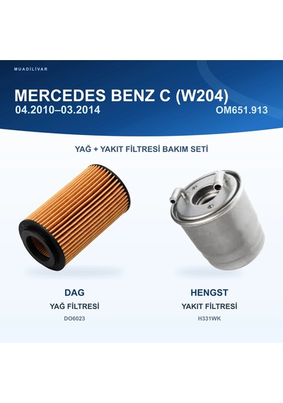Dag + Hengst Mercedes C 200 Cdı W204 Om651.913 Yağ Ve Yakıt Filtresi Bakım Seti