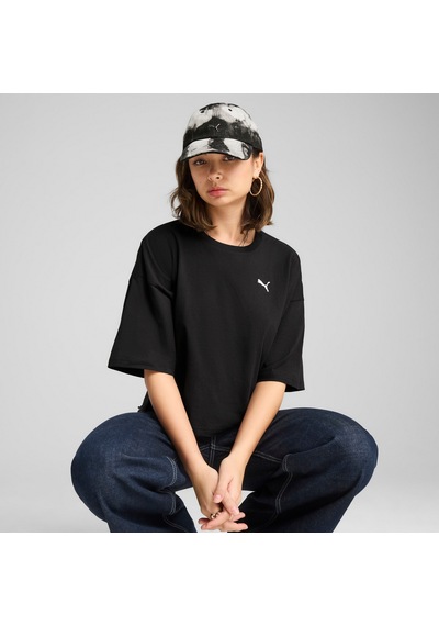 Puma Wardrobe Ess Kadın Oversize Kısa Tişört 629743 01 SIYAH Siyah