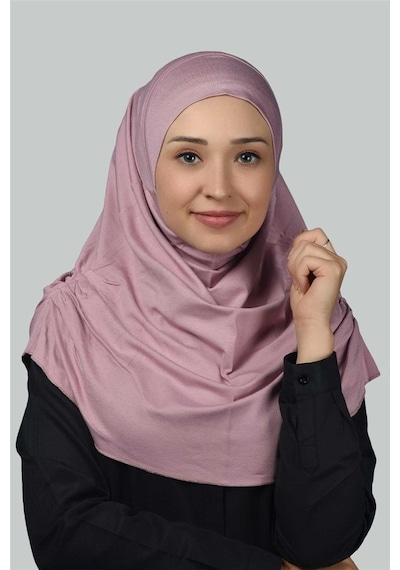 Altobeh Hazır Türban Büzgülü Pileli Pratik Eşarp Tesettür Hijab - Namaz Örtüsü - Koyu Pembe