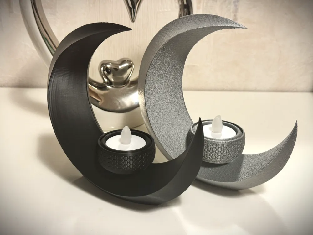 Dekoratif Hilal Mumlu - Tealight Led Mum Uyumlu Modern Ay Figürlü Ev Aksesuarı Hediyelik Obje 0
