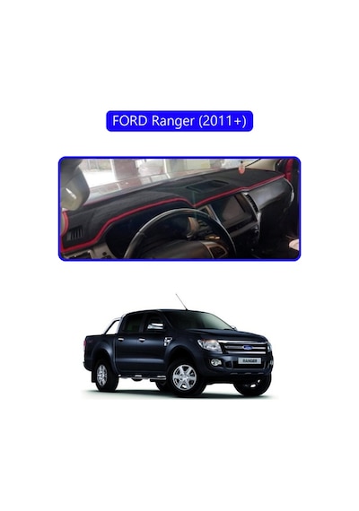 Ford Ranger 2011+ Torpido Koruma Halısı Mavi Kenar