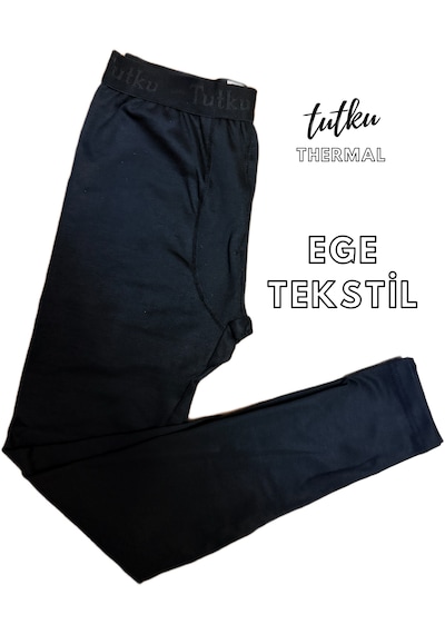 Tutku 0125 Erkek Termal Tayt İçlik Kışlık Tek Alt SiYAH