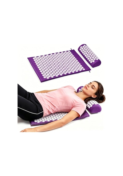 Akupressür Akupunktur Mat Ve Yastık Seti Refleksoloji Yoga Mor Renk Çivimat