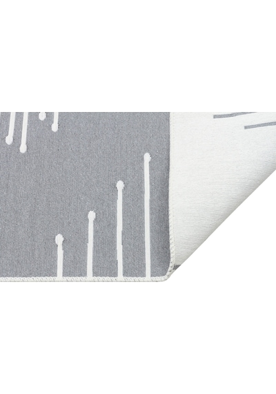 Grey Rengi Yıkanabilir Çift Taraflı Modern Desenli Dokuma Kilim