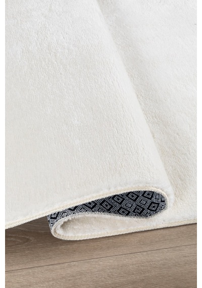 Vl Comfort Peluş Halı Gri Overloklu Ekru
