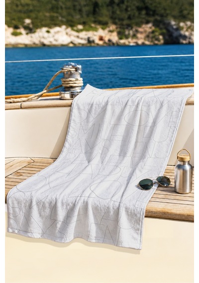 Minimalist Yazılı Mikrofiber Plaj Havlusu - Modern Gri Tipografik Havuz Deniz Hızlı Kuruyan Havlu Çok Renkli