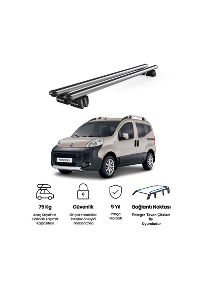 Pençe Fiat Fiorino 2007-2024 Uyumlu Gri Ara Atkı 135cm Port Bagaj Tavan Barı