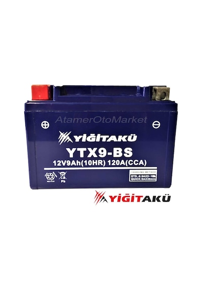 12 V 9 Ah-amper Motosiklet Aküsü Ytx9-bs-Yiğit Akü