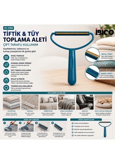 2in1 Başlı Plastik Saplı Metal Tiftik Tüy Toplama Pls.kaşıyıcı Aparat Pet Shop 5580