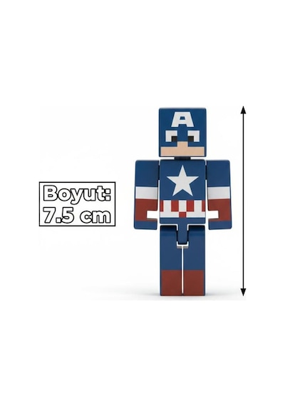 Kaptan Amerika Spiderman Minecraft 4 Karakter 3 Aksesuar 7 Parça Çocuk Figür Oyun Seti