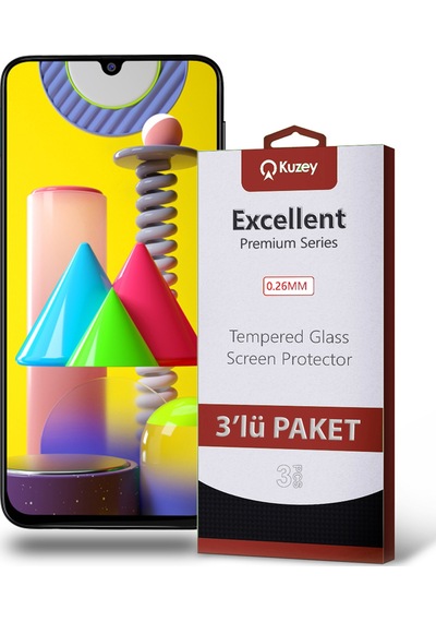 Samsung Galaxy M31 ile Uyumlu Kırılmaz Temperli Ekran Koruyucu Cam Ekonomik 3'lü Paket