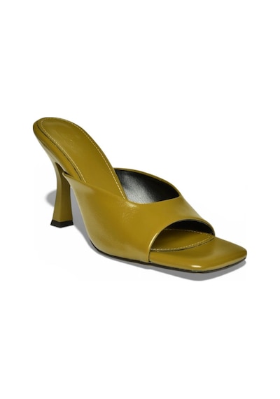 Fox Shoes S590033160 Haki Rustik İnce Topuklu Kadın Terlik Haki