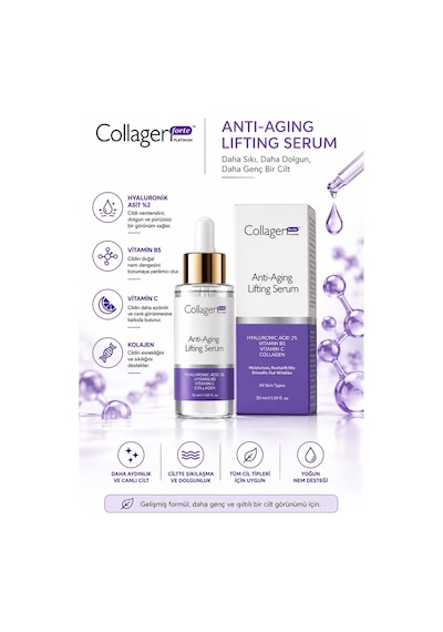 Collagen Forte Platinum Hyaluronik Asit Sıkılaştırıcı Serum 30 ML