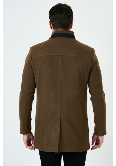 Buratti Slim Fit Düğmeli Dik Yaka Kaşe Erkek Kaban 5840099 Taba
