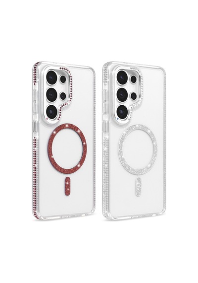 Maks Technology Galaxy Uyumlu S26 Ultra Kılıf M-safe Şarj Özellikli Mkst Tera Silikon Kapak - Mürdüm
