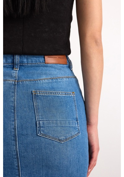 50286 73604 Kadın Regular Fıt Mıdı Denim Etek 50286-73604 Açık Mavi