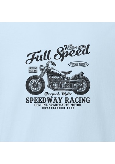 Wildstyle Full Speed Speedway Racing Motosiklet Vintage Yarış Baskılı Unisex Bisiklet Yaka Pamuklu Tişört - Be