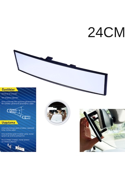 Ayna Makaslı Geçmeli İlave İç Dikiz Kör Nokta Aynası Bombeli Geniş Açı Üniversal Siyah 24cm 3r-240c