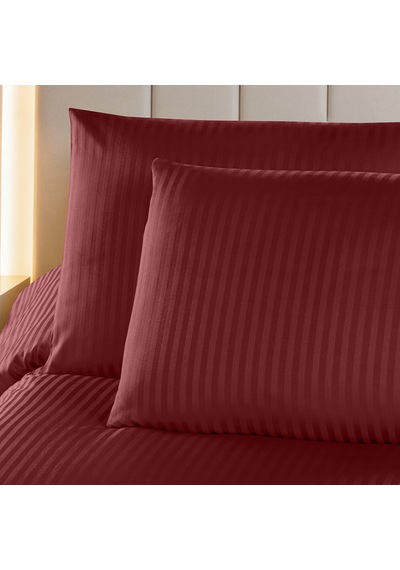 Linestyle Çift Kişilik %100 Pamuk Saten 90 Tel Nevresim Seti Bordo 3 Parça