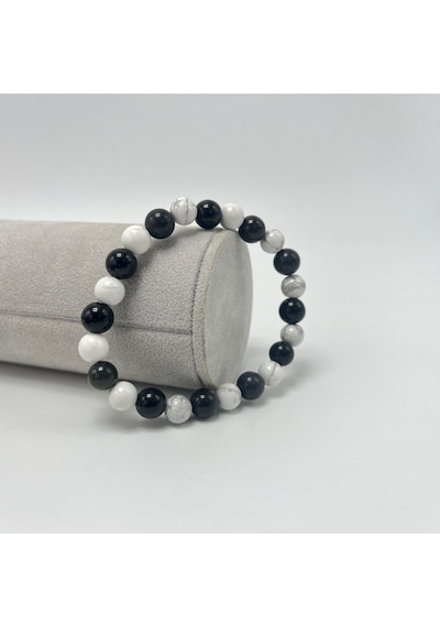 Sertifikalı Havlit Obsidyen Doğal Taş Misinalı Bileklik 8mm Çok Renkli