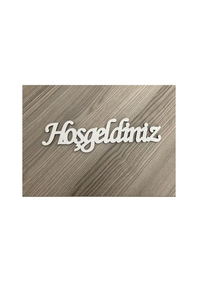 20x3 Cm Ebatlı Beyaz Ahşap Hoşgeldiniz Yazısı
