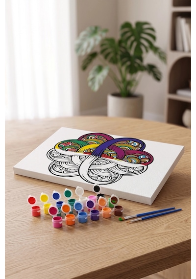 Düğüm Desenli Mandala Tuval Boyama Seti 40x50 Cm