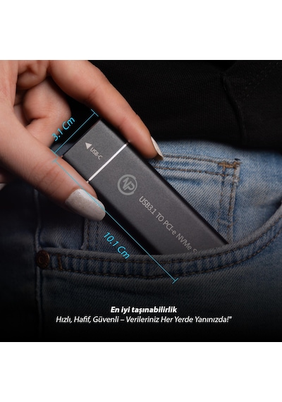 NPO DK02 NVMe M.2 USB-A Type-C Kablolu Taşınabilir Harici SSD Boş Kutu