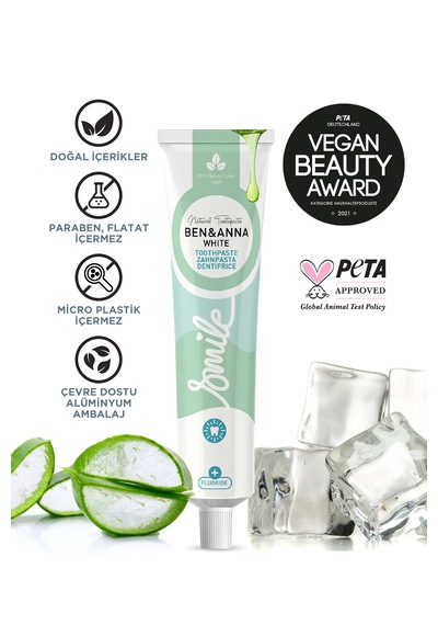 Ben & Anna Aktif Karbon + White Fresh Diş Macunu 2 Li Set Vegan, Doğal, 75 Ml Diş Minesi Bakımı