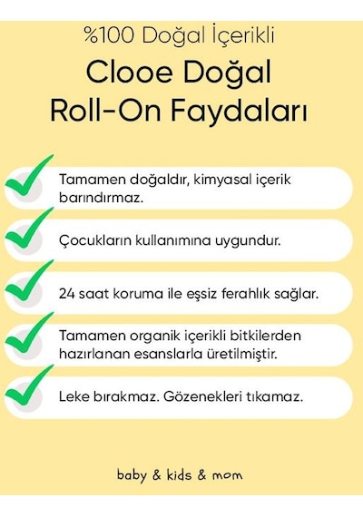 Clooe Unisex Clooe Lekesiz Fresh Gözenek Kapatmaz Ter Kokusu Önleyici Doğal Roll-On 50 ML