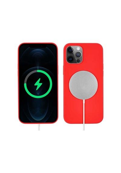 Apple Uyumlu iPhone 13 Pro Kılıf Zore Silksafe Wireless Kapak Kırmızı