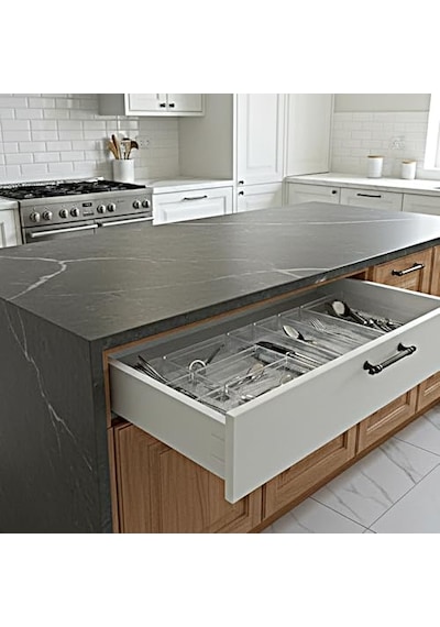 Modüler Organizer Set Mutfak Çekmece İçi Düzenleyici Çatal Kaşık Bıçak Organizeri Kristal 10'lu Set Açık Mavi