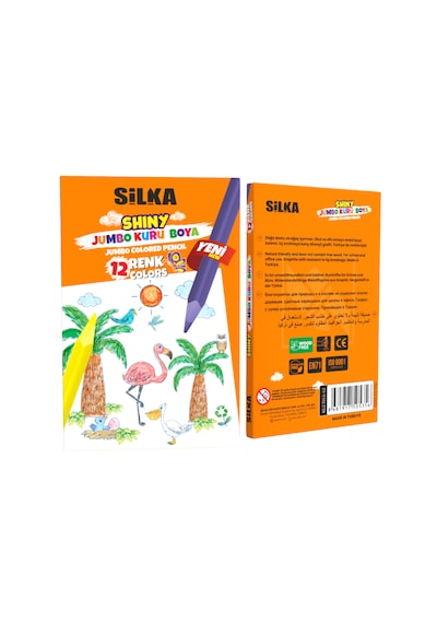 Silka Shiny Jumbo Üçgen Kuru Boya 12 Renk Uç Kırılmaya Karşı Dirençli Grafit 12renk