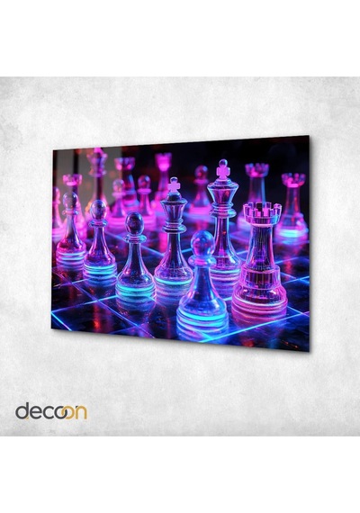 Neon Işıklı Strateji: Fütüristik Cam Satranç Tablosu